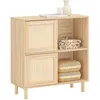 Image de Buffet Bahut FSB87-N SoBuy - 2 Portes Coulissantes Naturel - Bois - 80x35x87cm - Style Campagne
