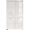 Image de Meuble de salle de bain Colonne double - 4 portes + 1 tiroir - L73 x P31 x H130 cm - Blanc - AMANDA