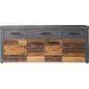 Image de Buffet bas INDY 4 Portes et 1 Tiroir - Mélaminé bois vieilli et gris mat - L 178 x P 40 x H 77 cm