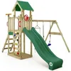 Image de Tour de jeux bois WICKEY MultiFlyer Light avec balançoire échelle corde et toboggan 220 cm vert   10 ans de garantie*