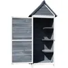 Image de Wiltec Armoire de jardin en bois   Gris   77 x 53 x 179 cm   avec Porte et Toit en pente à pignon   avec Isolation bitumineuse   Jar