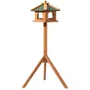 Image de Toboli Mangeoire sur pied   115 cm   en Bois de sapin   avec Fenêtres   Abri résistant Nichoir pour Oiseaux sauvages