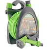 Image de Wiltec Mini Dévidoir de tuyau PP Orange Tuyau 10 m en PVC 2 Connecteurs 3/8 Robinet 1/2 et 3/4 Buse réglable Enrouleur de tuyau A