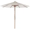 Image de Beliani - Parasol de jardin en bois et toile à rayures beiges et blanches FERENTILLO