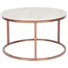 Image de Table basse effet marbre beige et pieds rose doré CORAL