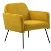 Image de Fauteuil en velours jaune - BELIANI - NARKEN - Style classique intemporel - Confortable et élégant