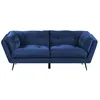 Image de Canapé 3 places en velours bleu marine - BELIANI - LENVIK - Style vintage - Avec accoudoirs - Largeur 90cm