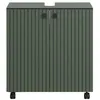 Image de CALICOSY - Meuble sous vasque sur roulettes 2 portes L60 cm - PUREBLISS - Vert sauge et noir mat-Vert sauge et noir mat