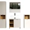 Image de Salle de bain complète - Coloris Cachemire - L180 x H186 x P42 cm - Colonne + Miroir + Meuble sous vasque + rangement bas- SAO PAULO