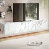 Image de WOHNLING Meuble TV Suspendu 160 cm Lowboard Aspect Marbre Blanc Commode TV Mural