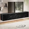 Image de WOHNLING Meuble TV Suspendu 160 cm Lowboard Aspect Marbre Noir Commode TV Mural