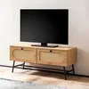Image de WOHNLING Meuble TV 100 cm Lowboard Tiroir Commode TV Rotin Espace de Rangement
