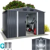 Image de GARDEBRUK® Abri de jardin métal XXL 5m² fondation 260x205x180cm porte coulissante anthracite-métallique cabane de jardin cabanon