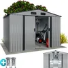 Image de GARDEBRUK® Abri de jardin métal XXL 5m² fondation 260x205x180cm porte coulissante gris-métallique cabane de jardin cabanon 9m³