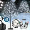 Image de MONZANA® 2x Arbre lumineux 200 LED 180 cm minuterie 8 modes de lumière résistant aux intempéries décoration Noël cerisier