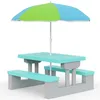 Image de Salon de jardin pour enfants Spielwerk® Vert Menthe Table Pique-nique avec banc et parasol idéal extérieur comme intérieur
