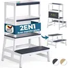 Image de Tour dObservation Montessori Spielwerk® en Bois de pin Anthracite pour Enfant Stable et Sécurisée avec Tableau noir - Dès 2 ans