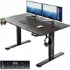 Image de Casaria Bureau réglable en hauteur électrique Noir 110cm bureau assis debout écran LCD support accessoires télétravail