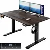 Image de Casaria Bureau réglable en hauteur électrique Brun 110cm bureau assis debout écran LCD support accessoires télétravail