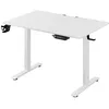 Image de Casaria Bureau réglable en hauteur électrique Blanc 110cm bureau assis debout écran LCD support accessoires télétravail