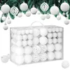 Image de Lot de 100 boules de Noël en plastique robuste Décoration de Noël intérieur extérieur Décoration pour sapin blanc