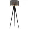 Image de Lampadaire salon - Lindby - lampe sur pied - Tissu textile - noir doré