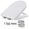Image de AREBOS Abattant de WC en Duroplast avec système dabaissement automatique - En forme de D - Charge maximale : 150 kg