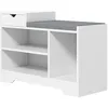 Image de Meuble et banc à chaussures 1 tiroir et 3 compartiments capacité 5 paires MDF 765L x 30D x 52H cm