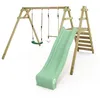 Image de Balançoire multifonction WICKEY Smart Dash avec toboggan 220 cm vert pastel anneaux et trapèze   10 ans de garantie*