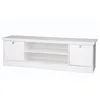 Image de Meuble TV classique blanc satiné - LANDWOOD - L 160 cm - 2 portes - 2 niches