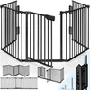 Image de KIDUKU Barrière sécurité enfant pliable Noir 300 cm grille métal avec porte préassemblée Pré-assemblé