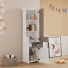 Image de Bibliothèque haute - DREAMMESPACE - 45x40x184cm - MDF - Blanc + Orme Clair + Gris - 2 étagères
