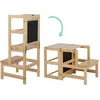 Image de Tour dobservation pour EnfantsTour dapprentissage Transformable Pliable Montessori Learning Bois Naturel avec Tableau Noir À
