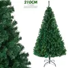 Image de Sapin de Noël Artificiel en PVC 210cm avec 1100 Branches & Support en FerVert
