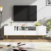 Image de Meuble TV - DREAMMESPACE - 165x36x55cm - 2 portes - 2 tiroirs - Pieds dorés