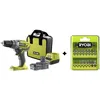 Image de RYOBI - Perceuse-visseuse 18V ONE+ - 50 Nm - 500-1800 tr/min - mandrin 13 mm + 1 batterie 2 Ah chargeur & sac - R18DD3-120S