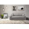 Image de Canapé 3 places convertible express en tissu - Gris - Couchage à lattes larges 140 cm - Matelas 14 cm EMIR