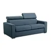 Image de Canapé 3 places convertible express en tissu bleu - couchage 140 cm - Matelas 18 cm avec mémoire de forme VIZIR