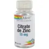 Image de Solaray Citrate de Zinc 15mg 60 capsules végétales