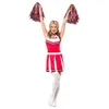 Image de Déguisement Pompom Girl Smiffys - Robe Rouge et Blanche avec Pompons - Adulte Mixte