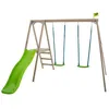 Image de Station 2 balançoires et toboggan THYMÉLÉE en bois H200cm marron