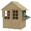 Image de Maisonnette cabane enfant avec cuisine et volets ROMARIN en bois FSC® marron