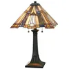 Image de Lampe - Inglenook - Bronze et Verre Tiffany - 1 Ampoule - 60W - Style Classique