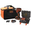 Image de Perceuse à percussion BLACK+DECKER sans fil 18V + 2 batteries 25Ah et 4Ah+ 50 accessoires + sac de rangement - BL188ME2SA-QW