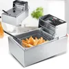 Image de 2500W Friteuse Électrique - 6L - Inox - Température Maximale 200°C - Facile à Nettoyer - Thermostat Réglable - Avec Panier