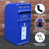 Image de Boîte aux Lettres Murale Bleue en Fonte - La Poste Royal Mail - Verrouillable - Clé Dorée Incluses
