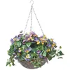 Image de Plante artificielle suspendue Pensées multicolore en pot