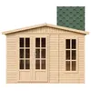 Image de Abri de jardin en bois 6 m2 - l332xP222xH232cm - Maison dété avec des bardeaux bitumineux rouges - M334FB+H334FBGREEN