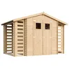 Image de Abri de jardin en bois et range bûches extérieur AVEC SOL TRAITÉ - extérieur I206xL328xH218 cm/353+097+097m2 TIMBELA M391+M391G