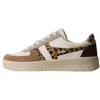 Image de Basket - GOLA - Grandslam Safari Quadrant - Cuir - Blanc cassé/Caramel clair/Leopard - Lacets